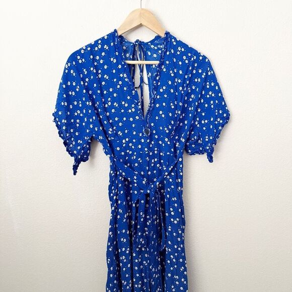 FAITHFULL THE BRAND | La Villa Blue Floral Print Wide-Leg Jumpsuit | Size 6 - Picture 4 of 13